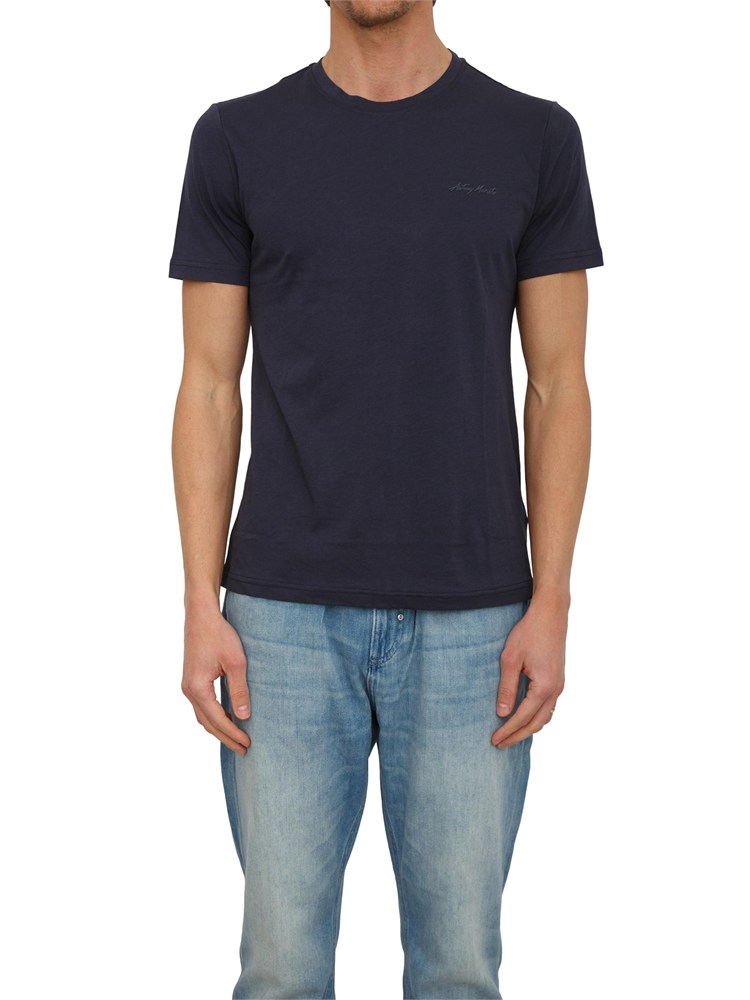 T-shirt Antony Morato in misto cotone e viscosa blu