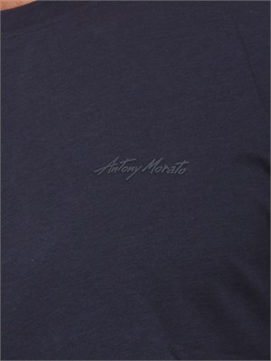 T-shirt Antony Morato in misto cotone e viscosa blu in UOMO