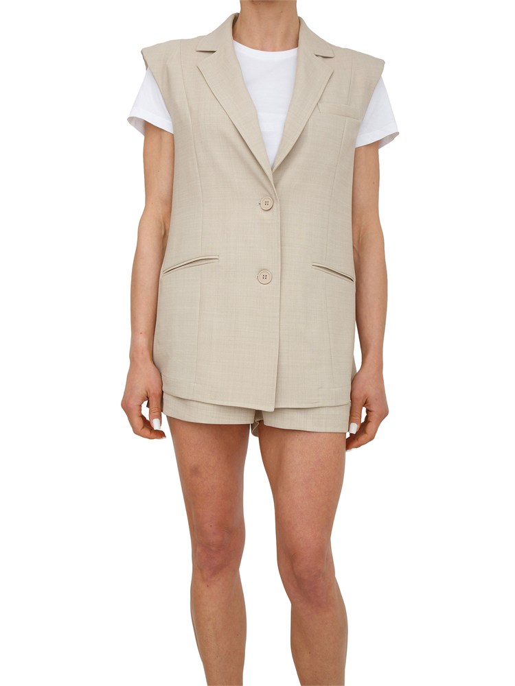 Gilet Fracomina modello blazer in tessuto beige