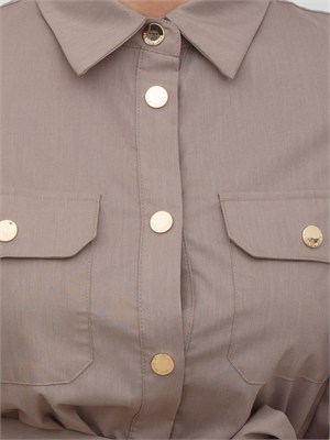 Abito midi Fracomina in misto cotone taupe in DONNA
