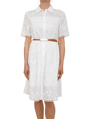Abito Fracomina in misto cotone bianco ricami floreali in DONNA