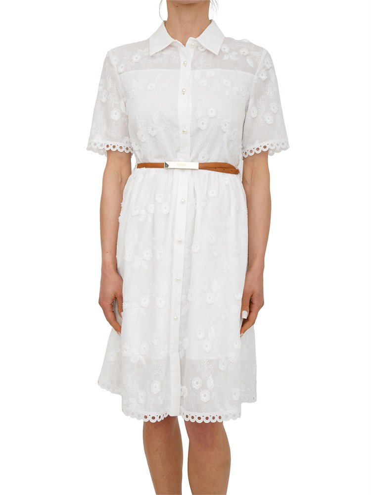 Abito Fracomina in misto cotone bianco ricami floreali