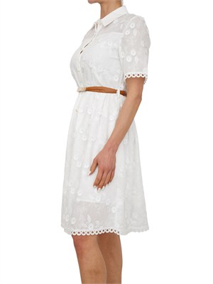 Abito Fracomina in misto cotone bianco ricami floreali in DONNA