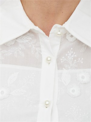 Abito Fracomina in misto cotone bianco ricami floreali in DONNA