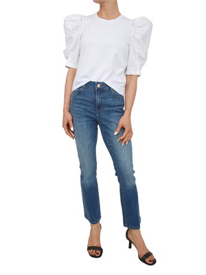 T-shirt bianca Fracomina con strass e maniche a sbuffo in DONNA