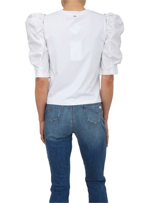 T-shirt bianca Fracomina con strass e maniche a sbuffo in DONNA
