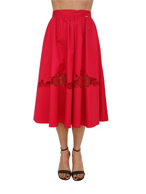 Gonna midi Fracomina in cotone fuxia ricamo fiore in DONNA