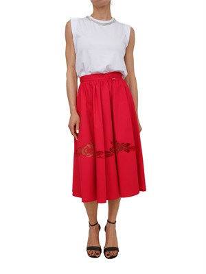 Gonna midi Fracomina in cotone fuxia ricamo fiore in DONNA