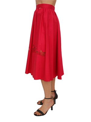 Gonna midi Fracomina in cotone fuxia ricamo fiore in DONNA