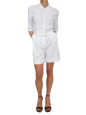 Bermuda bianchi Fracomina in lino e viscosa con strass in DONNA