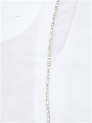 Bermuda bianchi Fracomina in lino e viscosa con strass in DONNA