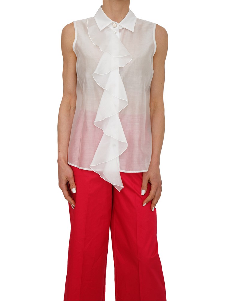 Camicia Fracomina in tencel bianco con gala