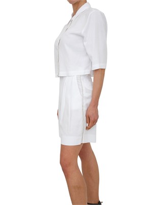 Camicia bianca Fracomina in lino e viscosa con strass in DONNA