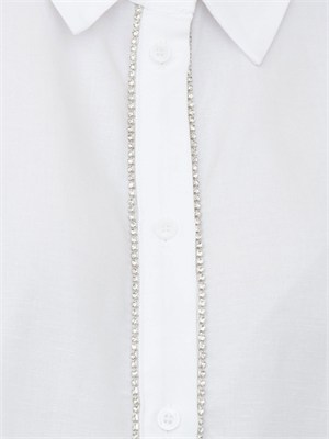 Camicia bianca Fracomina in lino e viscosa con strass in DONNA