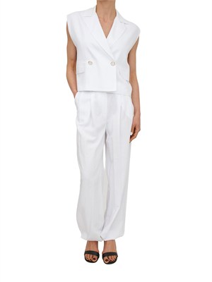 Pantaloni Fracomina in lino e viscosa bianchi in DONNA