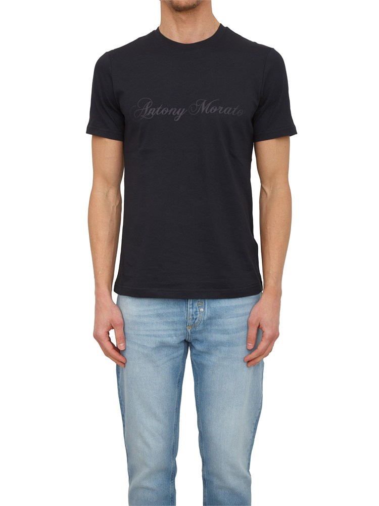 T-shirt Antony Morato in cotone blu con logo