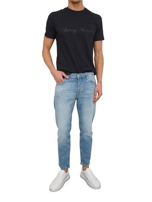 T-shirt Antony Morato in cotone blu con logo in UOMO