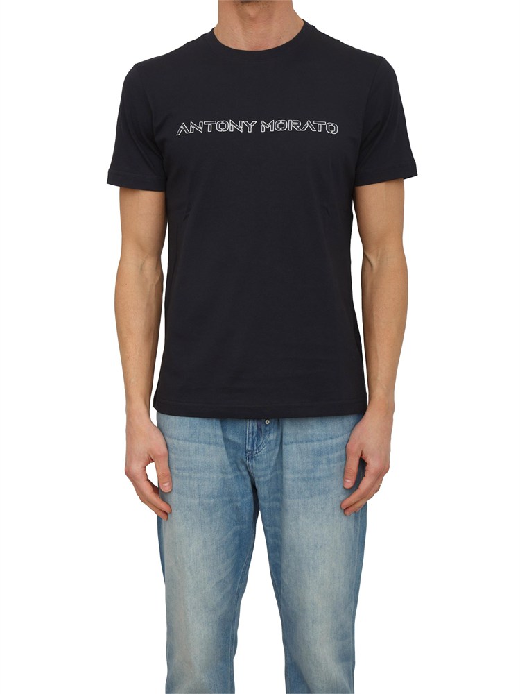 T-shirt Antony Morato in cotone blu con logo