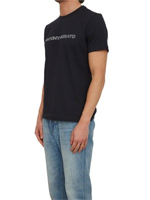 T-shirt Antony Morato in cotone blu con logo in UOMO