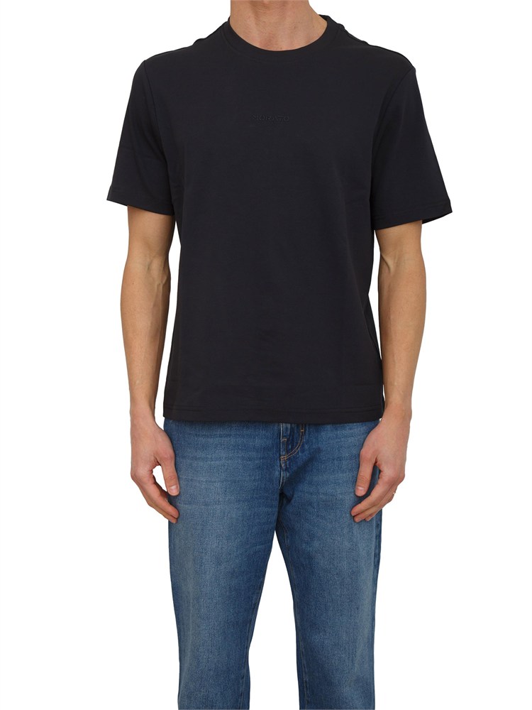 T-shirt Antony Morato in cotone blu logo ton sur ton