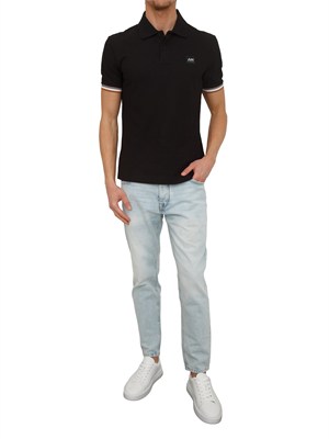 Polo Antony Morato in piquet di cotone nera in UOMO