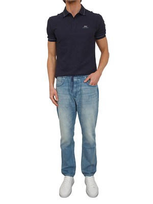 Polo Antony Morato in cotone blu con logo in UOMO