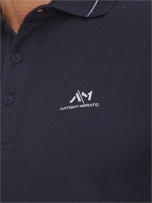 Polo Antony Morato in cotone blu con logo in UOMO