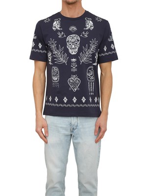 T-shirt Antony Morato in cotone blu stampa tribale in UOMO