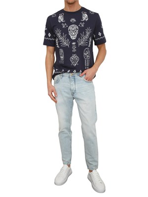 T-shirt Antony Morato in cotone blu stampa tribale in UOMO