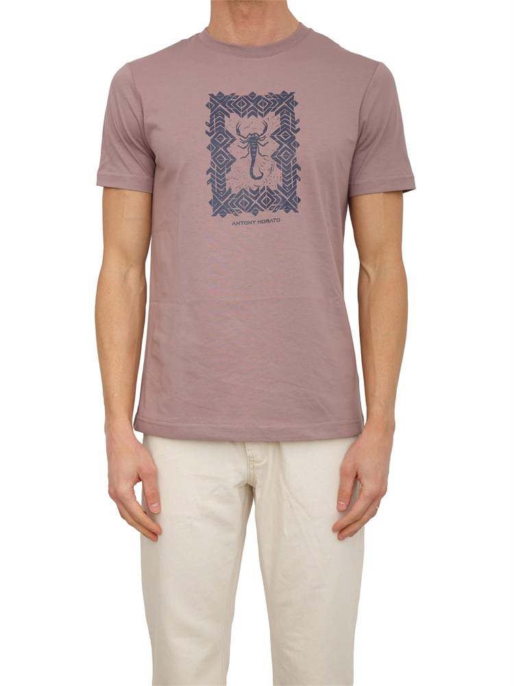 T-shirt Antony Morato in cotone rosa stampa scorpione