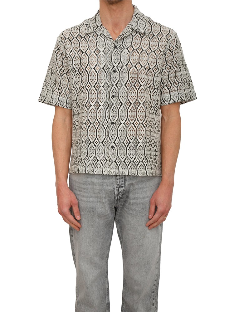 Camicia Antony Morato in cotone lavorazione jacquard beige nero