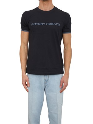 T-shirt Antony Morato in cotone blu stampa logo in UOMO