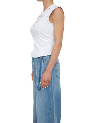 T-shirt Fracomina in misto cotone bianca con collana in DONNA