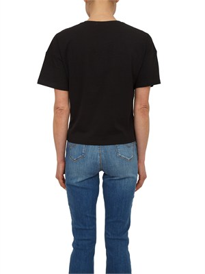 T-shirt Fracomina in cotone nero con strass a farfalla in DONNA