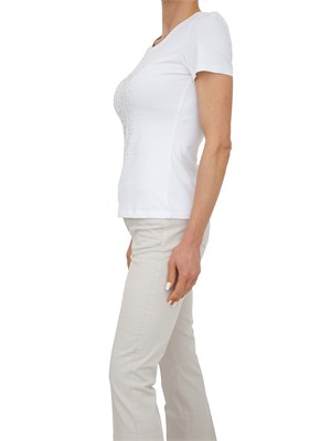 T-shirt Fracomina in cotone bianco con strass in DONNA
