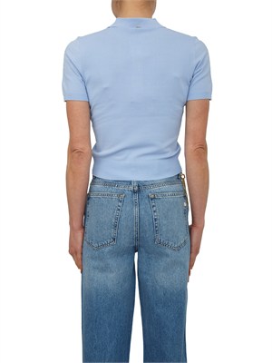 Polo slim Fracomina in viscosa azzurra con strass in DONNA