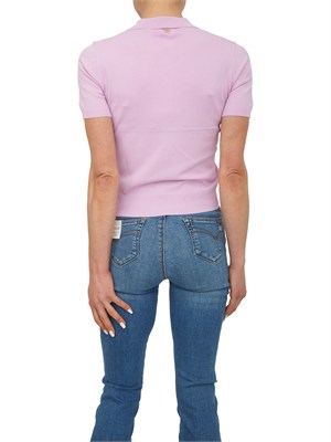 Polo slim Fracomina in viscosa rosa con strass in DONNA