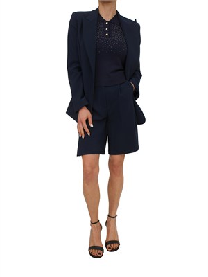 Polo slim Fracomina in viscosa blu con strass in DONNA