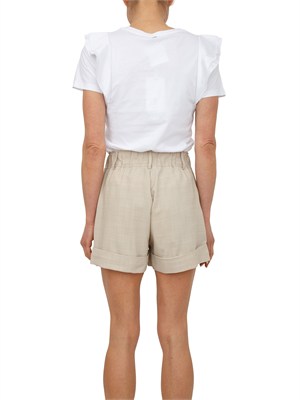 T-shirt Fracomina in cotone bianco maniche rouches e cristalli in DONNA