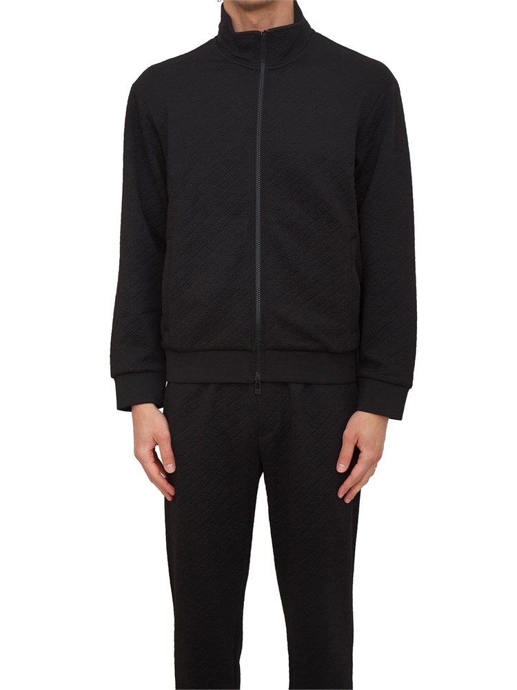 Felpa uomo Armani Exchange in tessuto nero logo jacquard