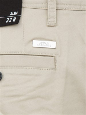 Pantaloni Armani Exchange uomo in raso di cotone beige in UOMO