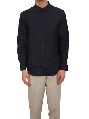 Camicia Armani Exchange uomo in lino blu in UOMO