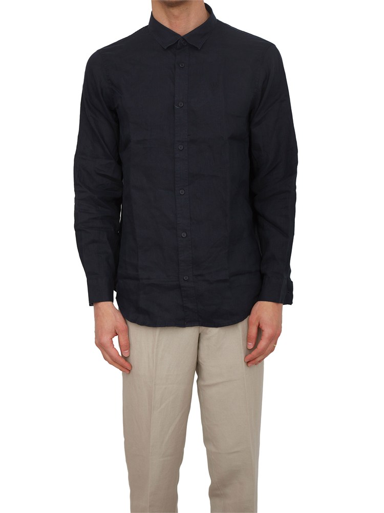 Camicia Armani Exchange uomo in lino blu