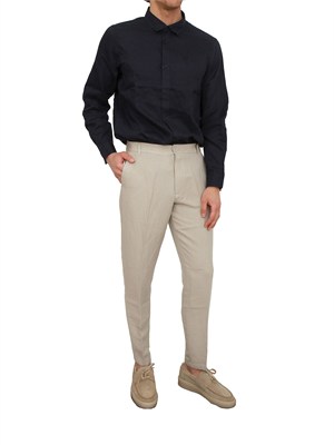 Camicia Armani Exchange uomo in lino blu in UOMO