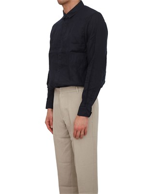 Camicia Armani Exchange uomo in lino blu in UOMO