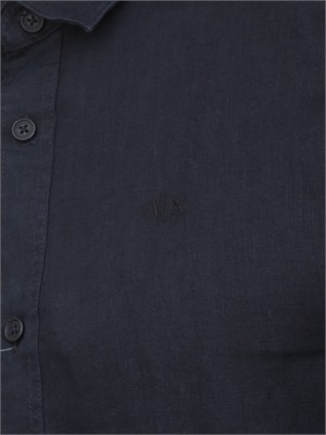 Camicia Armani Exchange uomo in lino blu in UOMO