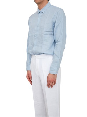 Camicia Armani Exchange uomo in lino celeste in UOMO