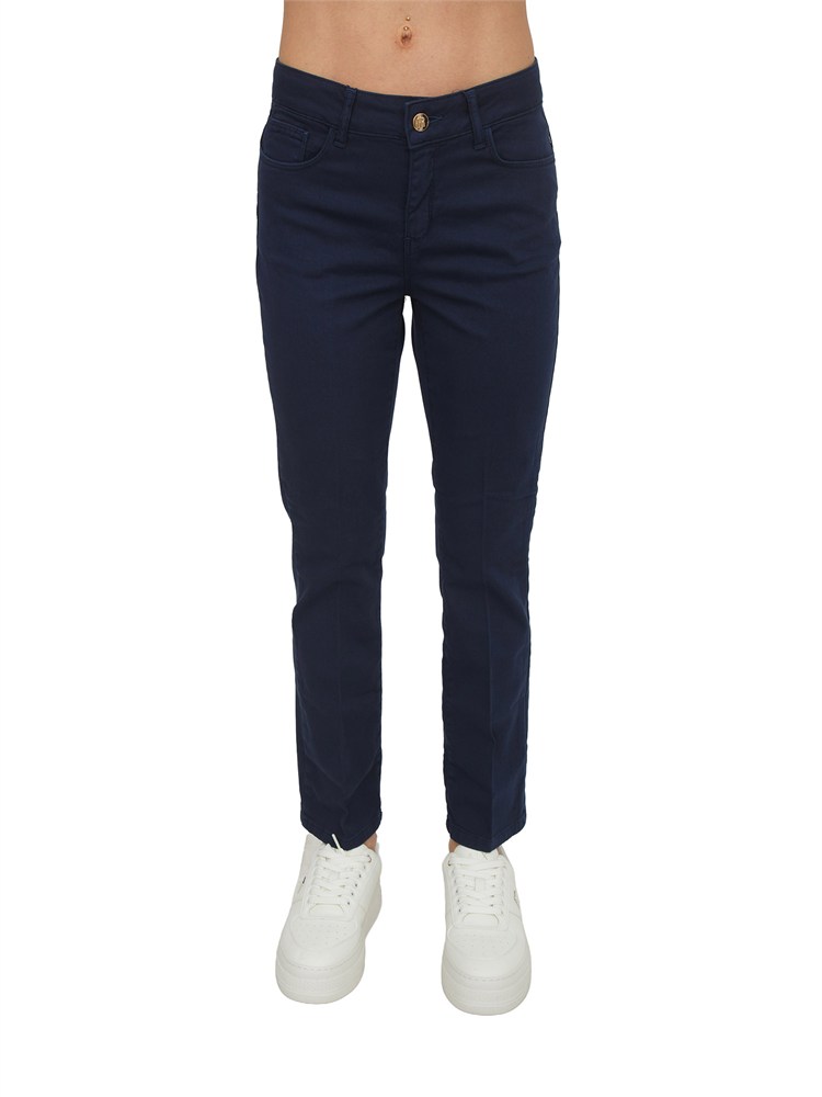 Pantalone cropped Fracomina in cotone blu