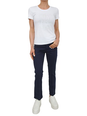 Pantalone cropped Fracomina in cotone blu in DONNA