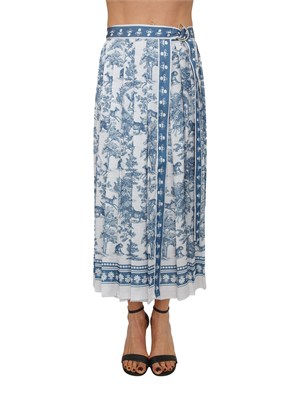 Gonna midi Fracomina in tessuto stampa esotica blu in DONNA